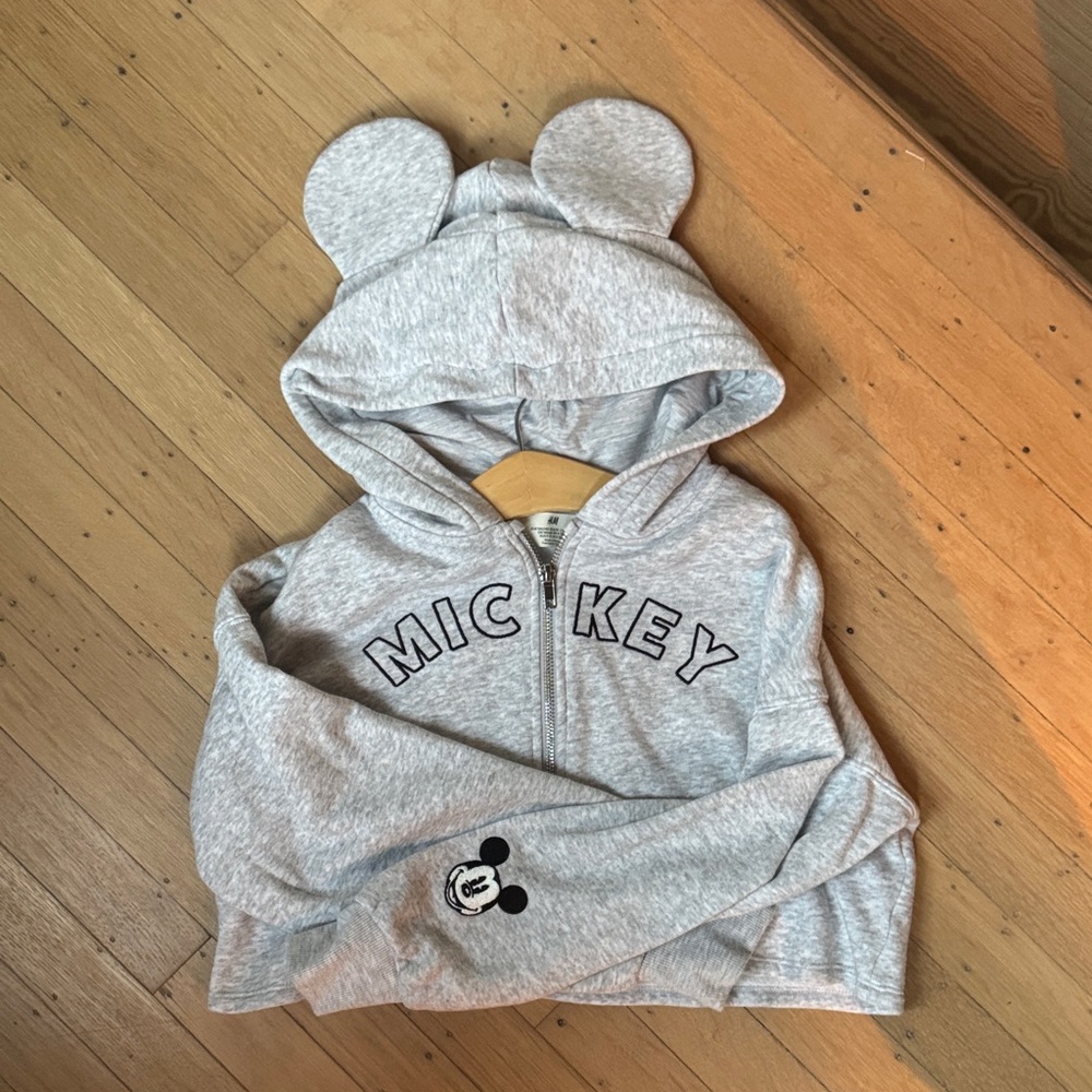 H&M Disney Mickey Mouse Ears Hooded Zip Sweatshirt for Kids